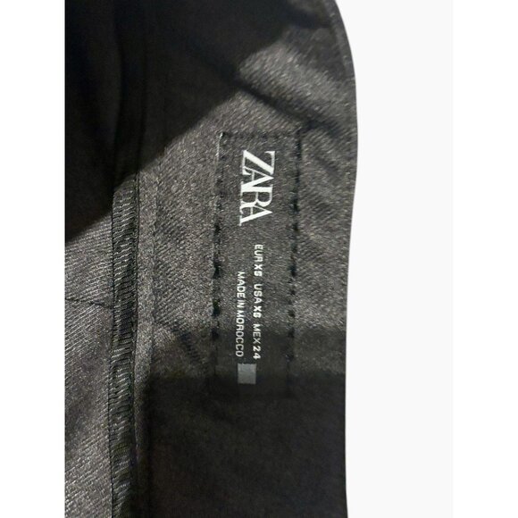 ZARA Gray Pleated Tapered Pants XS | Button Hem Minimalist Street Style - Picture 7 of 8
